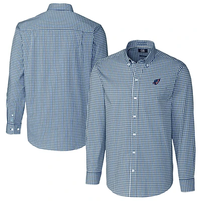 Men's Cutter & Buck Navy Arizona Cardinals Easy Care Stretch Gingham Big Tall Long Sleeve Button-Down Shirt