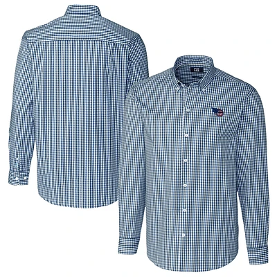 Men's Cutter & Buck Navy Tennessee Titans Easy Care Stretch Gingham Big & Tall Long Sleeve Button-Down Shirt