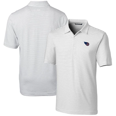 Men's Cutter & Buck White Tennessee Titans Big & Tall Forge Pencil Stripe Stretch Polo