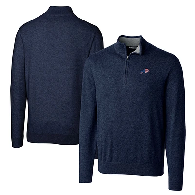 Men's Cutter & Buck Navy Buffalo Bills Big & Tall Lakemont Quarter-Zip Pullover Sweater