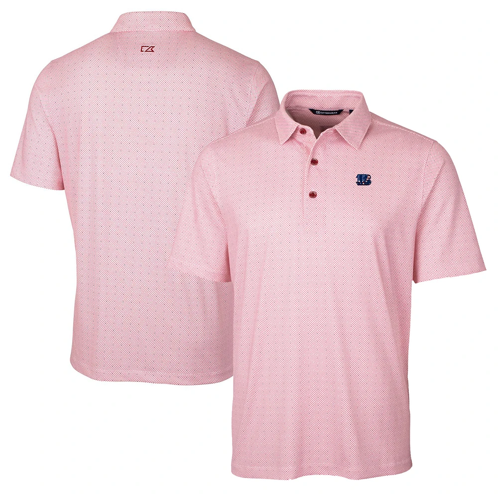 Men's Cutter & Buck Cardinal Cincinnati Bengals Big & Tall Pike Double Dot Print Stretch Polo