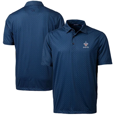 Men's Cutter & Buck Navy New Orleans Saints Big & Tall Pike Double Dot Print Stretch Polo