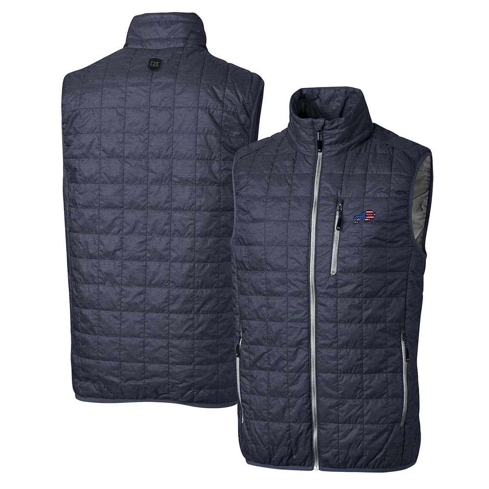Men's Cutter & Buck Navy Buffalo Bills Rainier PrimaLoft Eco Full-Zip Puffer Vest
