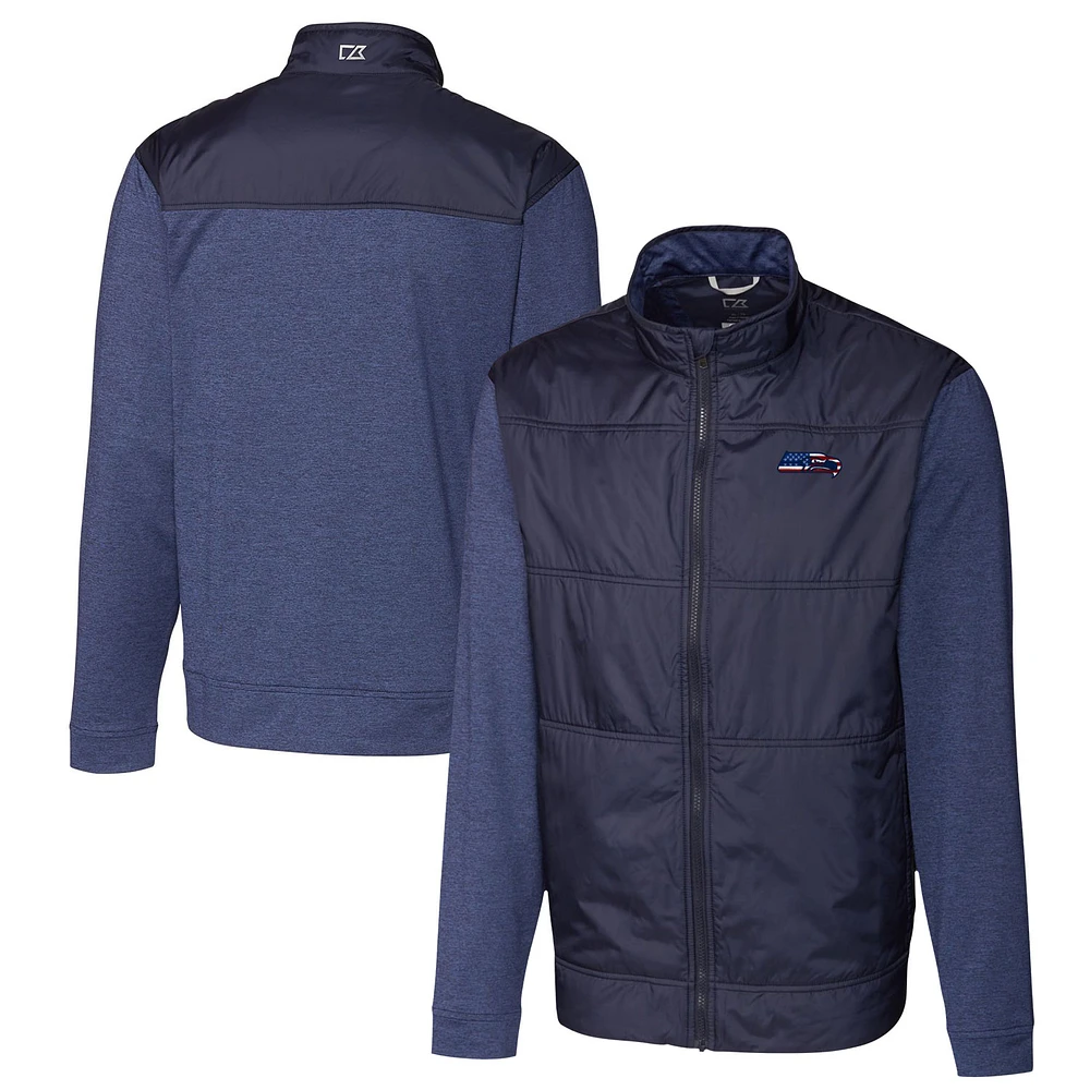 Men's Cutter & Buck Navy Seattle Seahawks Big & Tall Stealth Hybrid Quilted Full-Zip Windbreaker Jacket