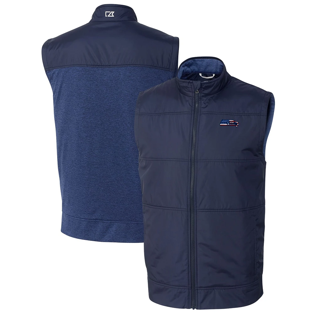 Men's Cutter & Buck Navy Seattle Seahawks Big & Tall Stealth Hybrid Windbreaker Full-Zip Vest