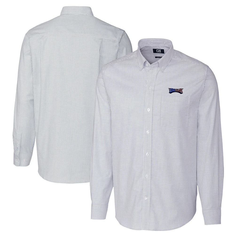 Men's Cutter & Buck Light Blue Philadelphia Eagles Big & Tall Stretch Oxford Stripe Long Sleeve Button-Down Shirt