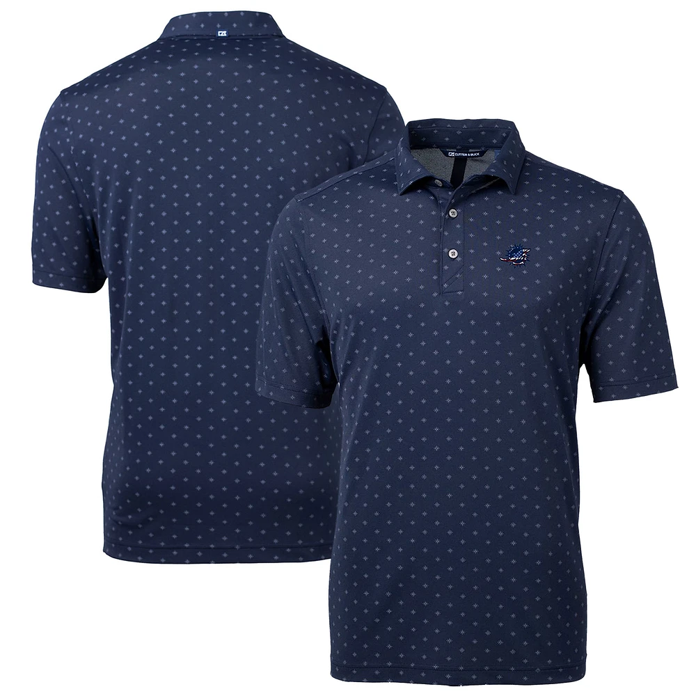 Men's Cutter & Buck Navy Miami Dolphins Big Tall Virtue Eco Pique Tile Print Recycled Polo