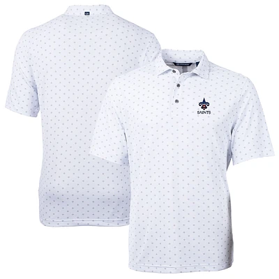 Men's Cutter & Buck White New Orleans Saints Big & Tall Virtue Eco Pique Tile Print Recycled Polo