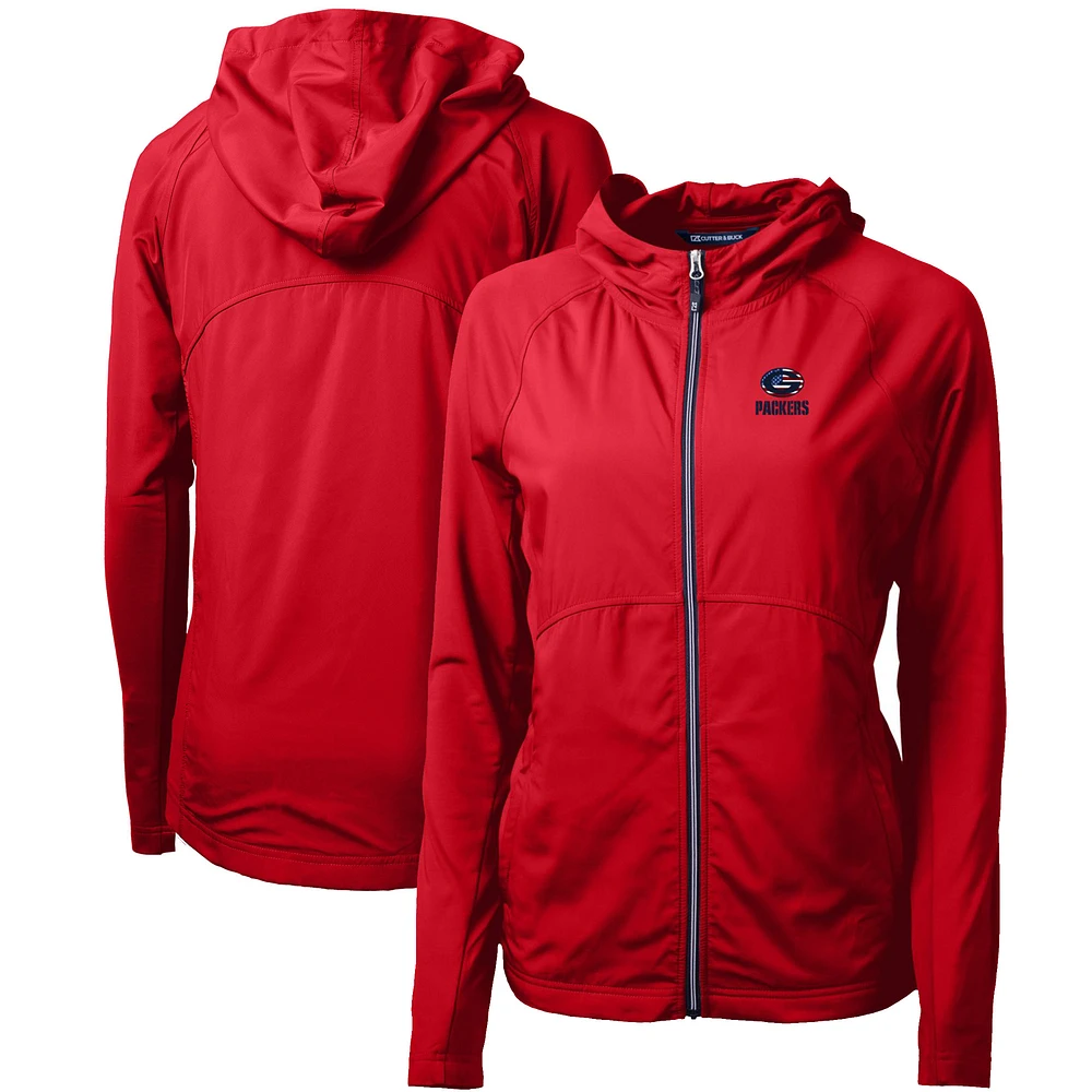 Women's Cutter & Buck Red Green Bay Packers Adapt Eco Knit Full-Zip Jacket