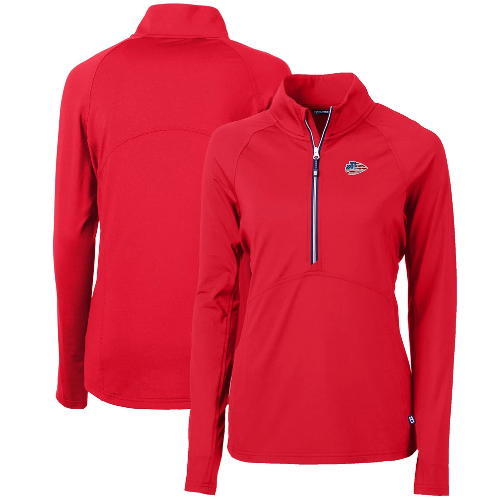 Women's Cutter & Buck Red Kansas City Chiefs Adapt Eco Knit Stretch Recycled Half-Zip Pullover Top