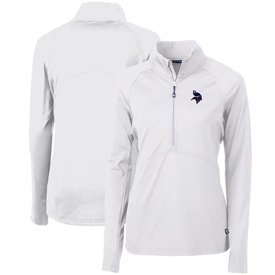 Women's Cutter & Buck White Minnesota Vikings Adapt Eco Knit Stretch Recycled Half-Zip Pullover Top