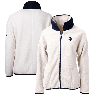 Women's Cutter & Buck Cream Minnesota Vikings Cascade Eco Sherpa Fleece Full-Zip Jacket