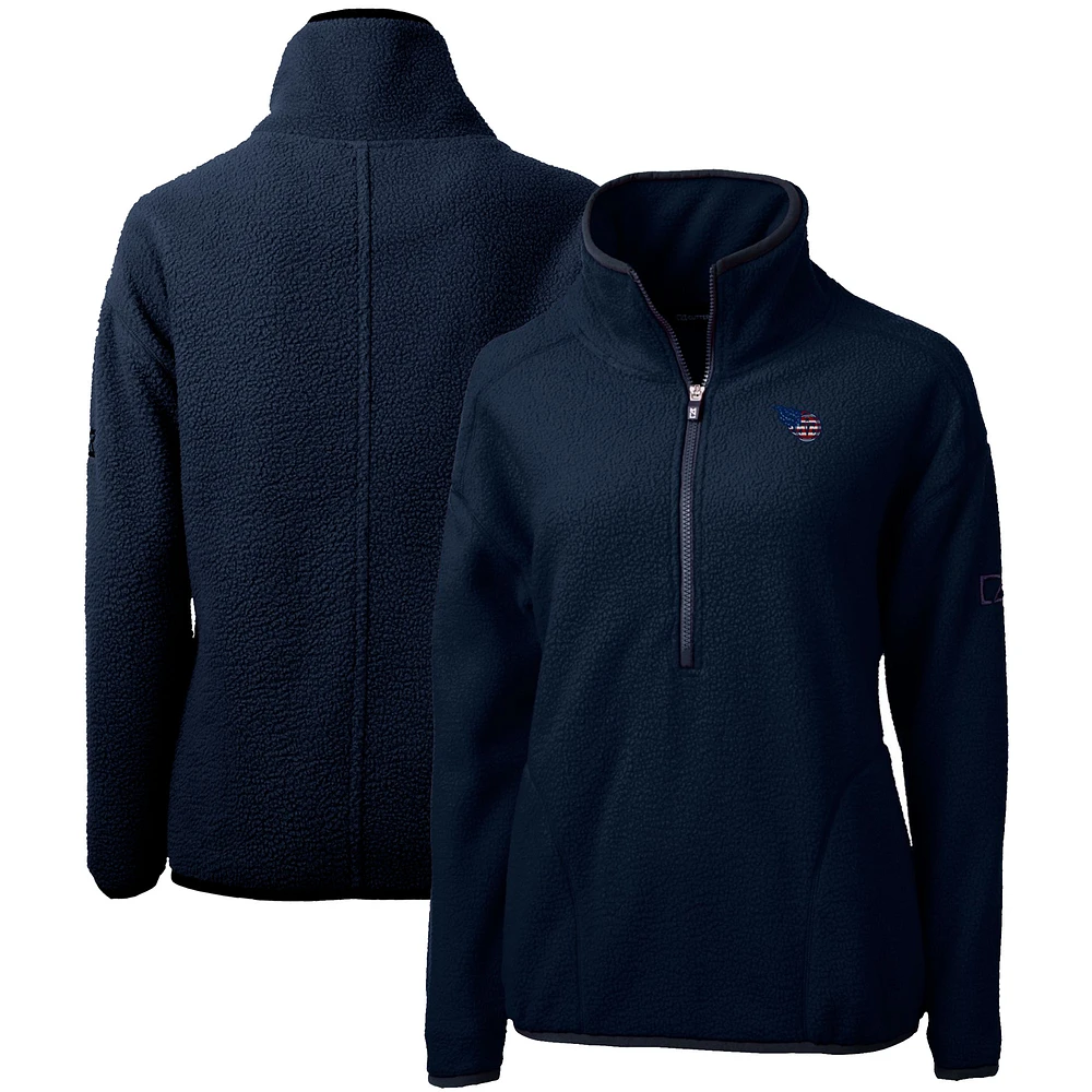 Women's Cutter & Buck Navy Tennessee Titans Americana Cascade Eco Sherpa Fleece Half-Zip Pullover Jacket