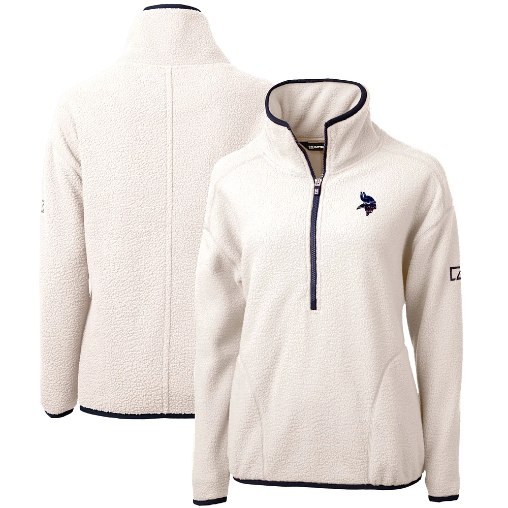 Women's Cutter & Buck Minnesota Vikings Americana Cascade Eco Sherpa Fleece Half-Zip Pullover Jacket