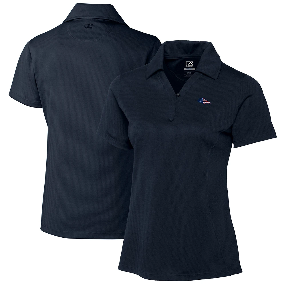 Women's Cutter & Buck Navy Denver Broncos Genre DryTec Textured Polo