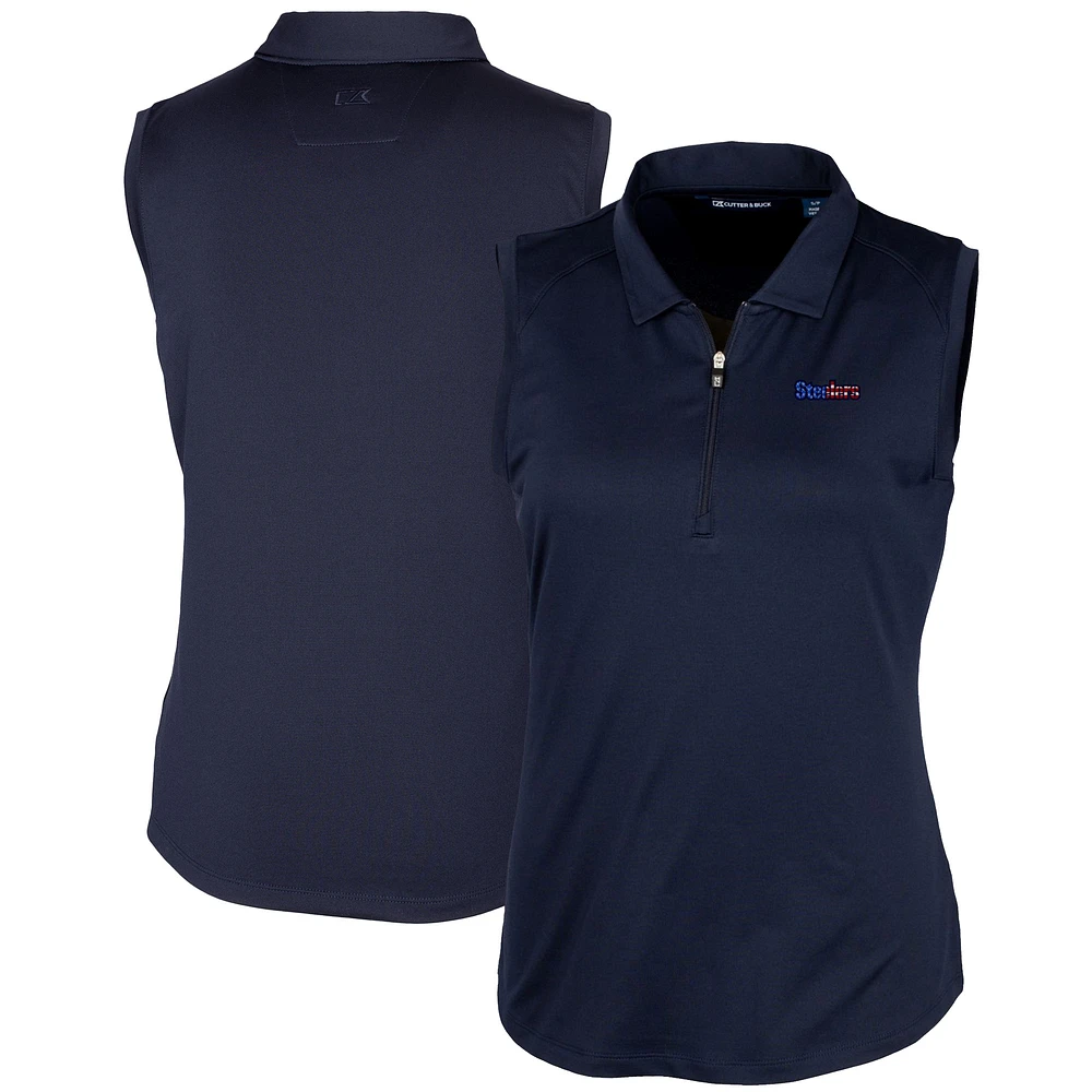 Women's Cutter & Buck Navy Pittsburgh Steelers Forge DryTec Stretch Sleeveless Polo