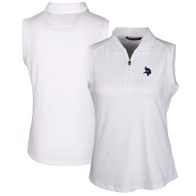 Women's Cutter & Buck White Minnesota Vikings Forge DryTec Stretch Sleeveless Polo
