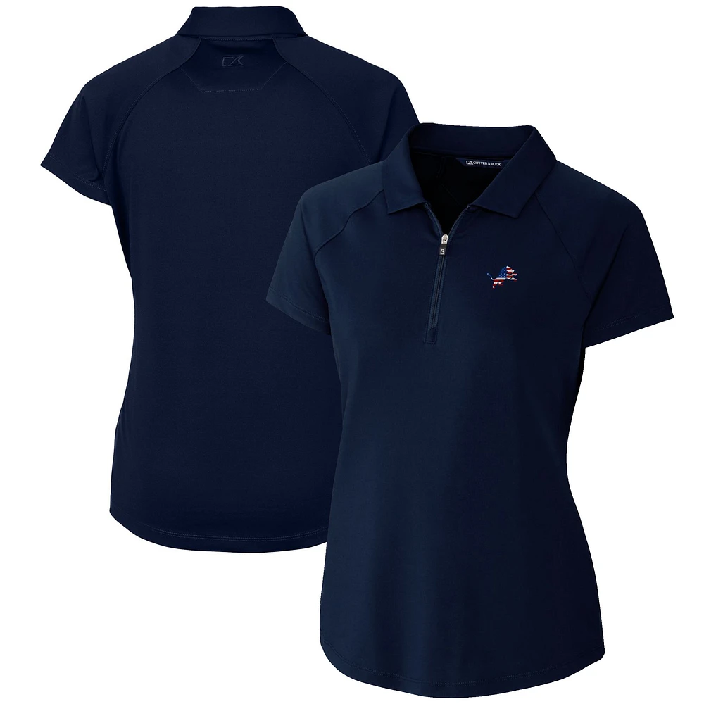 Women's Cutter & Buck Navy Detroit Lions Forge Stretch Polo