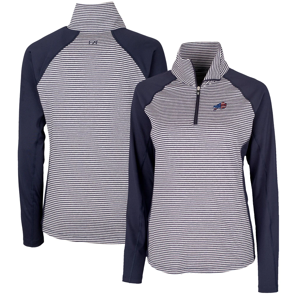 Women's Cutter & Buck Navy Buffalo Bills Forge Tonal Half-Zip Top