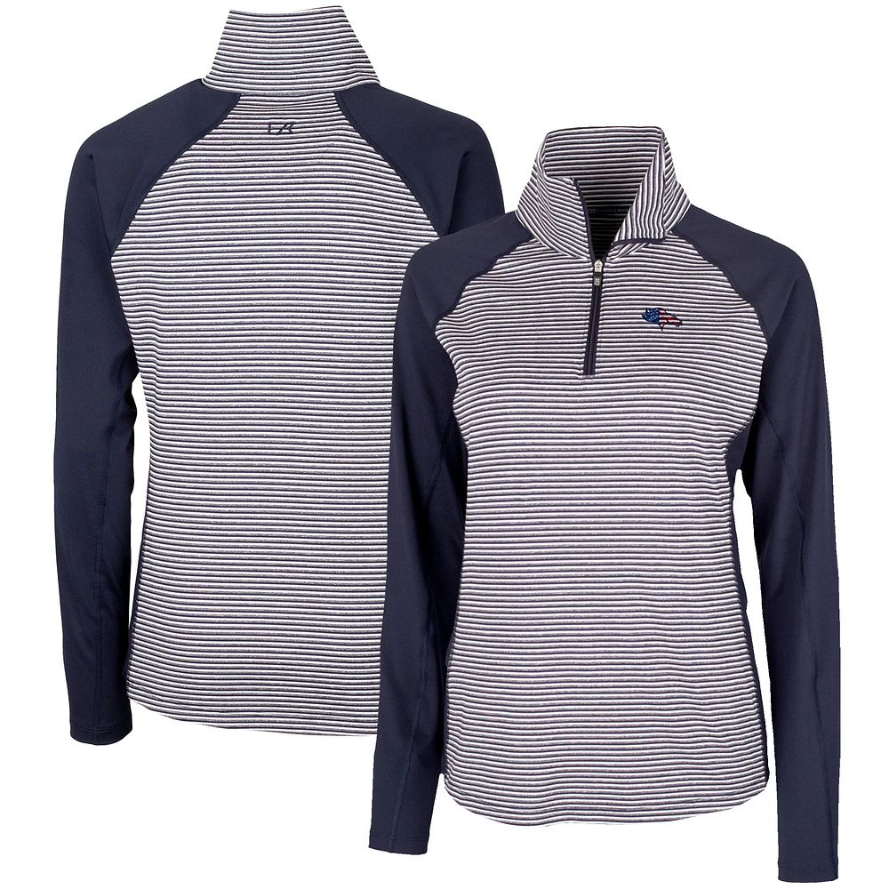 Women's Cutter & Buck Navy Denver Broncos Forge Tonal Half-Zip Top