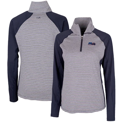 Women's Cutter & Buck Navy Seattle Seahawks Forge Tonal Half-Zip Top