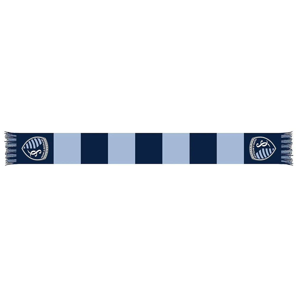 Sky Blue/Navy Sporting Kansas City Team Bar Knit Scarf