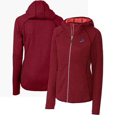 Women's Cutter & Buck Heathered Red Detroit Lions Mainsail Full-Zip Jacket