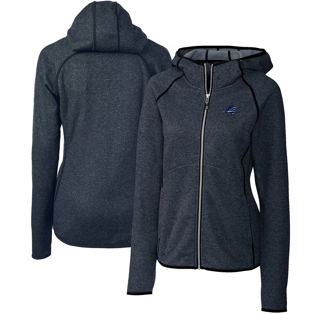 Women's Cutter & Buck Heathered Navy Miami Dolphins Mainsail Full-Zip Jacket