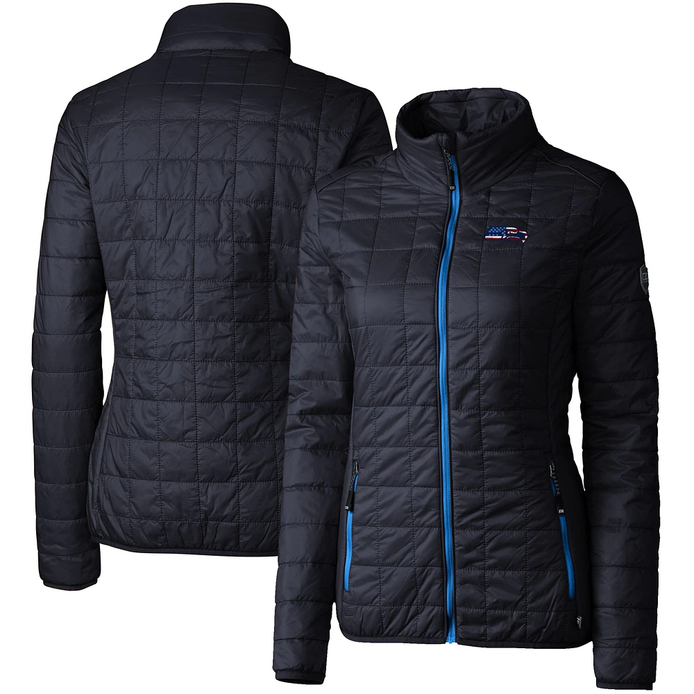 Women's Cutter & Buck Navy Seattle Seahawks Rainier Full-Zip Puffer Jacket