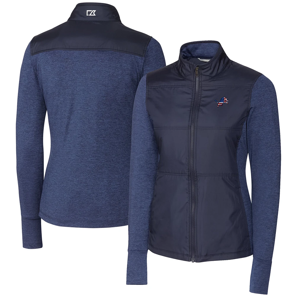 Women's Cutter & Buck Navy Detroit Lions Americana Stealth Full-Zip Jacket