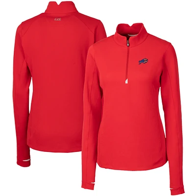 Women's Cutter & Buck Red Buffalo Bills Traverse Quarter-Zip Pullover Top