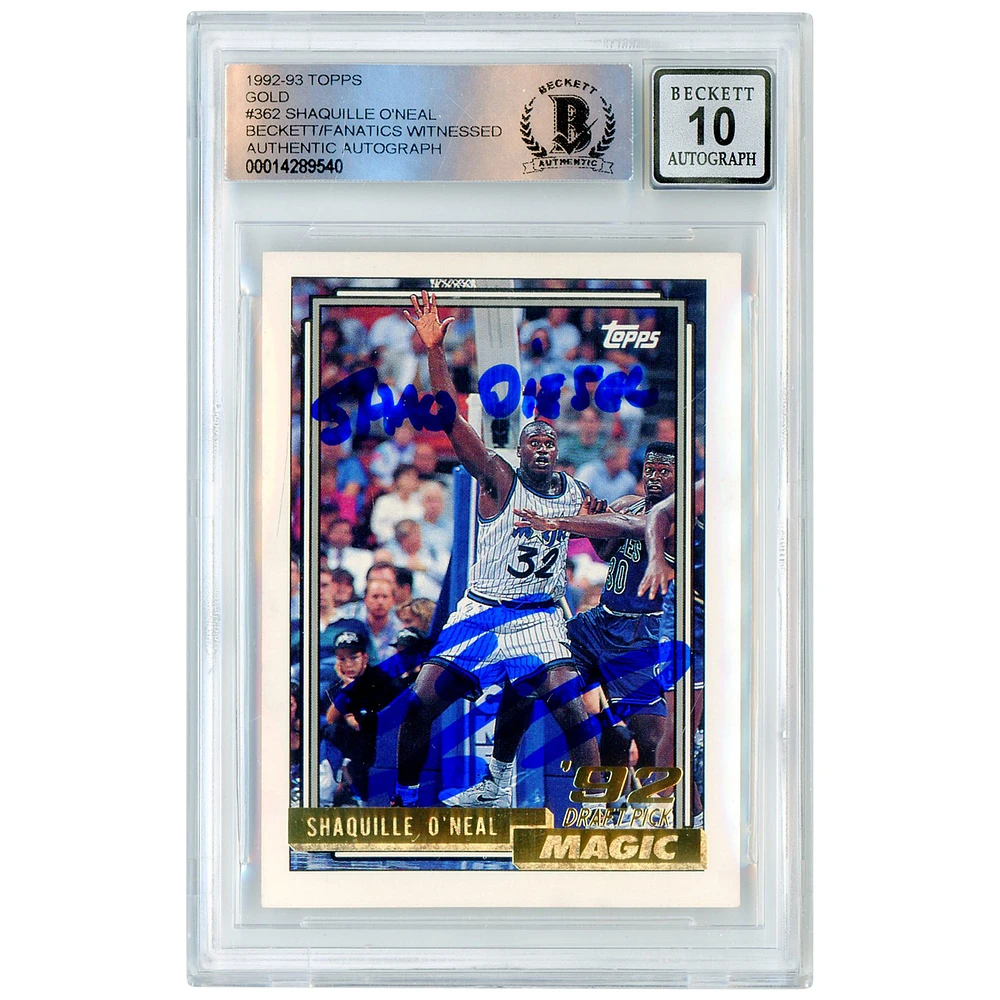 Shaquille O'Neal Orlando Magic Autographed 1992-93 Topps Gold #362 Beckett Fanatics Witnessed Authenticated 10 Rookie Card with "SHAQ DIESEL" Inscription