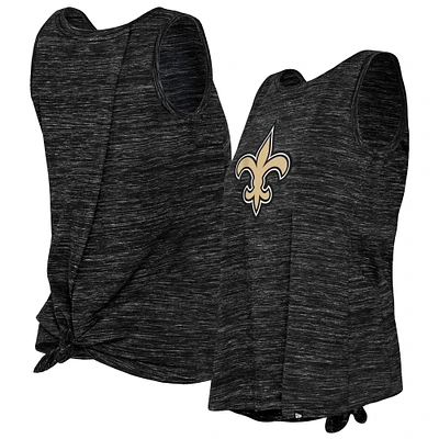 Women's New Era Black New Orleans Saints Space Dye Tie-Back Tank Top