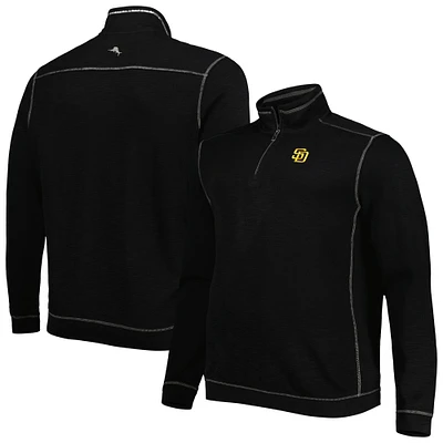 Men's Tommy Bahama Black San Diego Padres Tobago Bay Tri-Blend Half-Zip Jacket