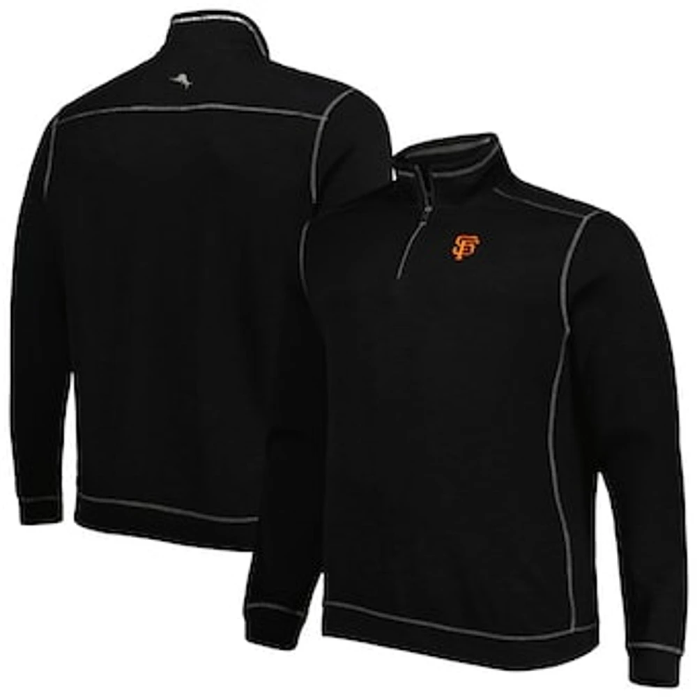 Men's Tommy Bahama Black San Francisco Giants Tobago Bay Tri-Blend Half-Zip Jacket