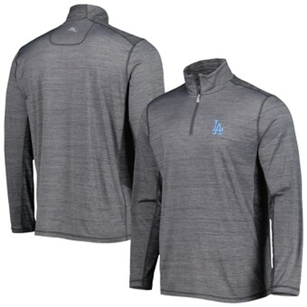 Men's Tommy Bahama Gray Los Angeles Dodgers Delray IslandZone Half-Zip Top