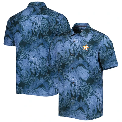 Men's Tommy Bahama Blue Houston Astros Bahama Coast Luminescent Fronds IslandZone Button-Up Camp Shirt