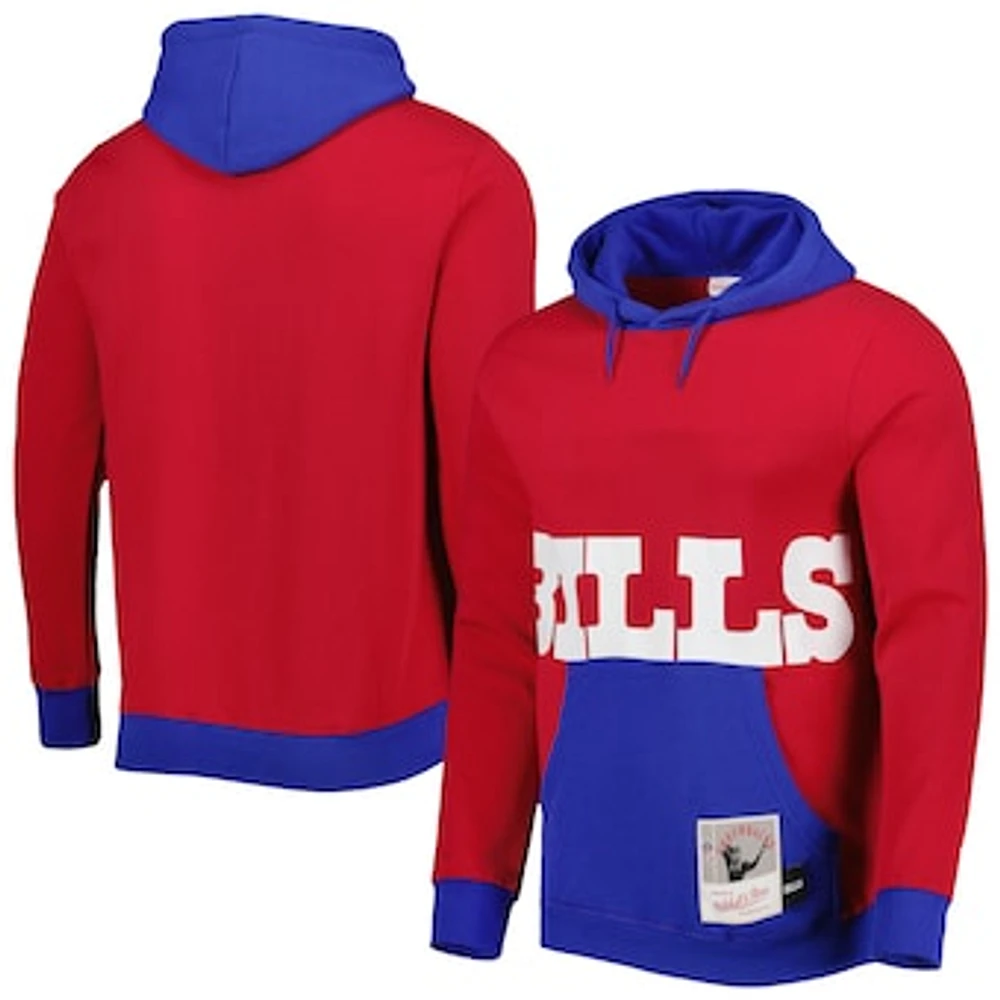 Men's Mitchell & Ness Red Buffalo Bills Big Face 5.0 Pullover Hoodie