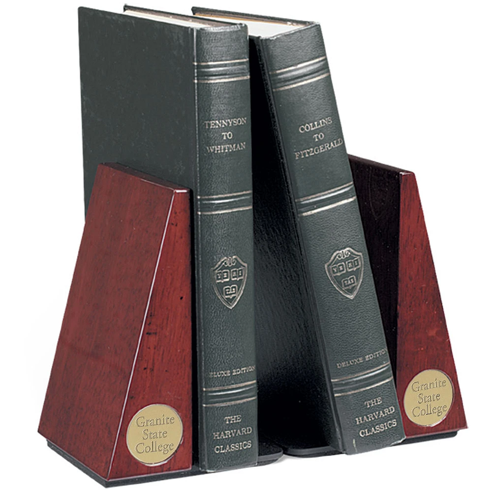Gold Granite State College Rosewood Bookends
