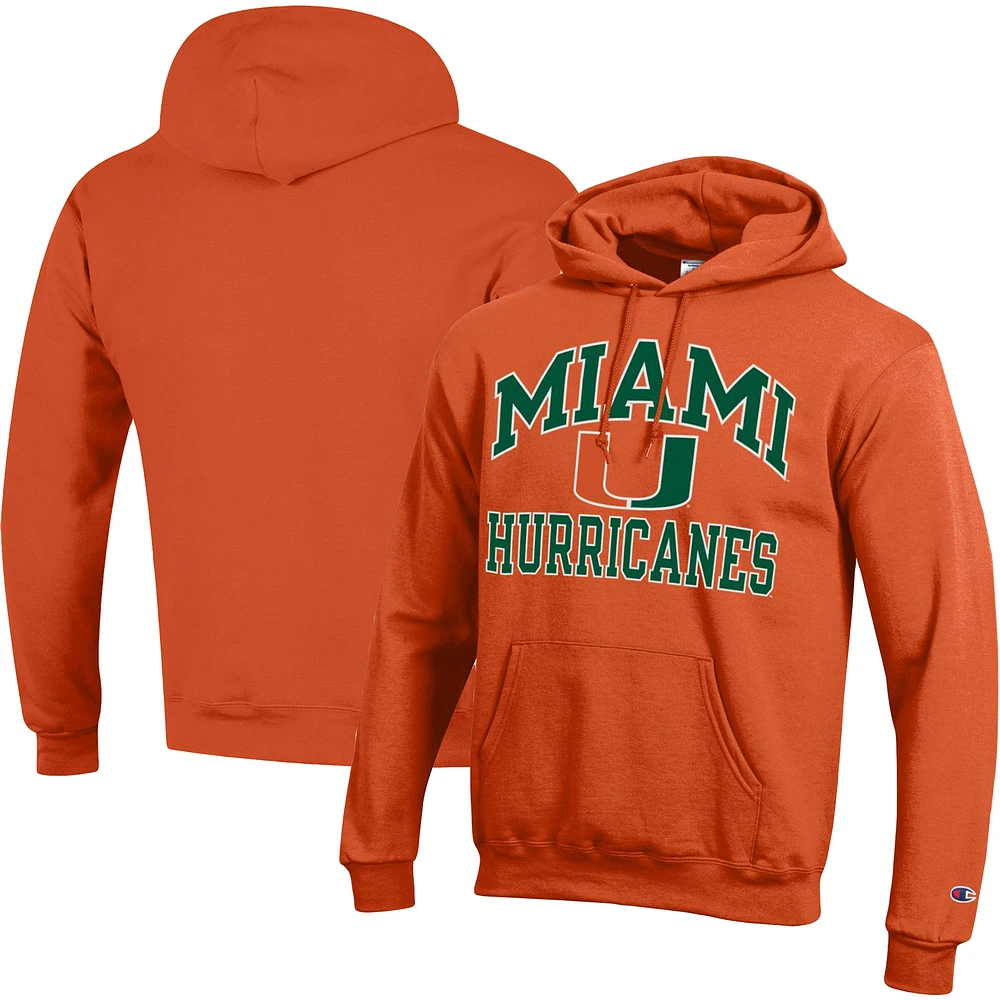 Men's Champion Orange Miami Hurricanes High Motor Pullover Hoodie