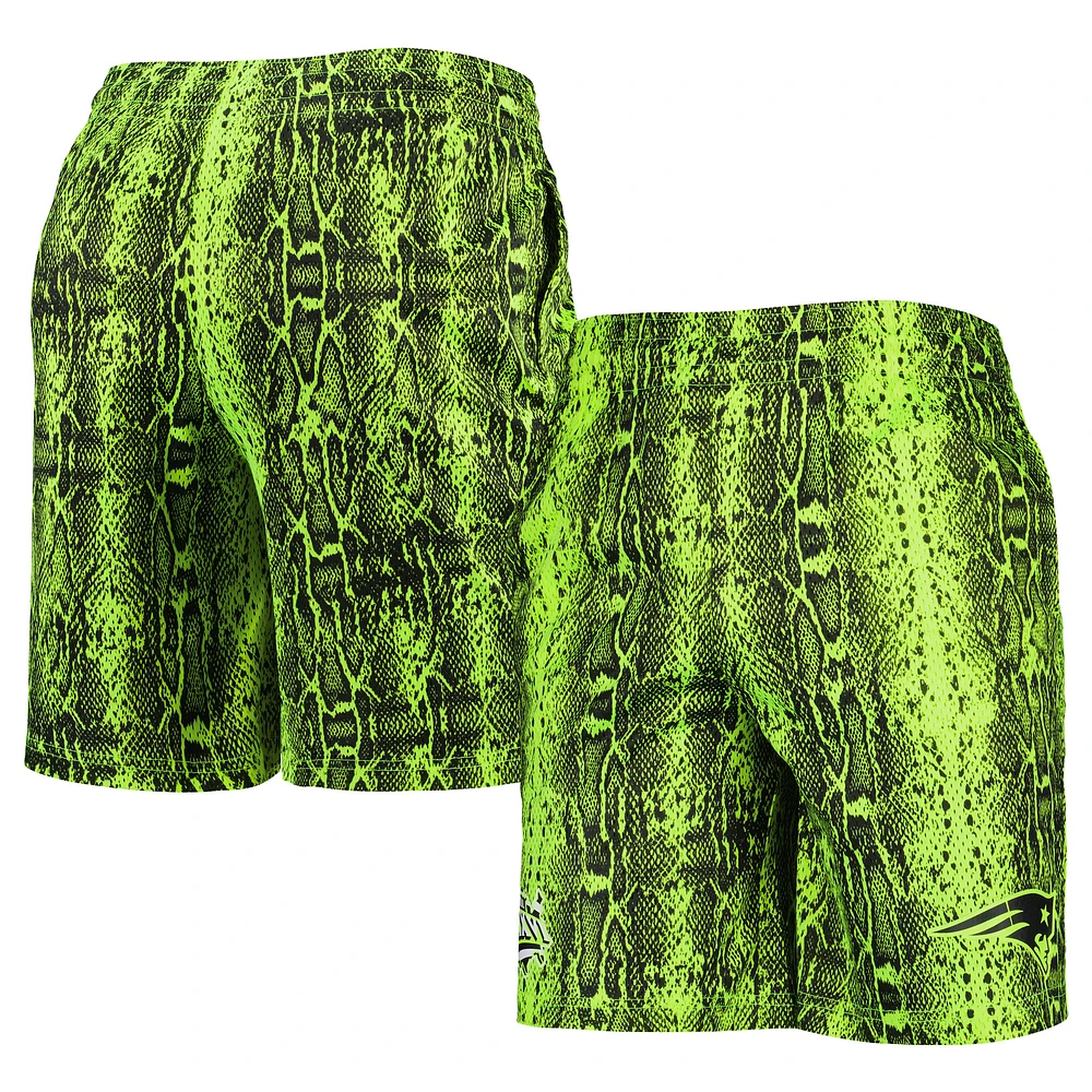 Men's New Era Neon Green England Patriots Summer Pop Shorts