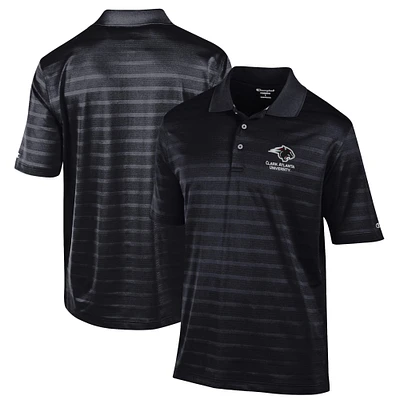 Men's Champion Black Clark Atlanta University Panthers Relaxed Fit Textured Solid Polo