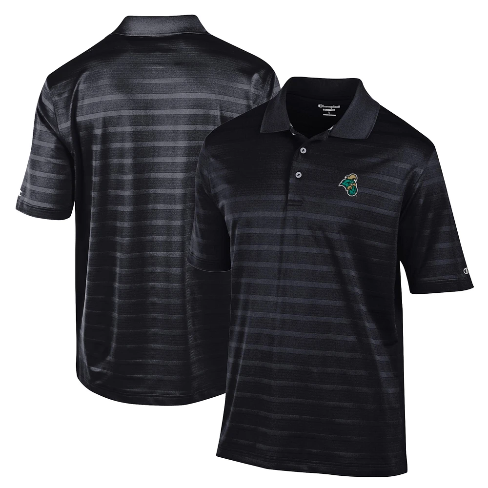 Men's Champion Black Coastal Carolina Chanticleers Relaxed Fit Textured Solid Polo