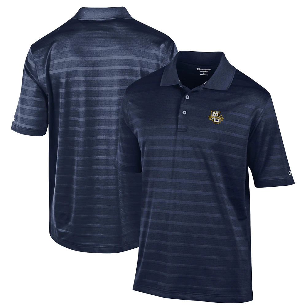 Men's Champion Navy Marquette Golden Eagles Relaxed Fit Textured Solid Polo