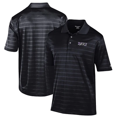 Men's Champion Black Niagara Purple Eagles Relaxed Fit Textured Solid Polo
