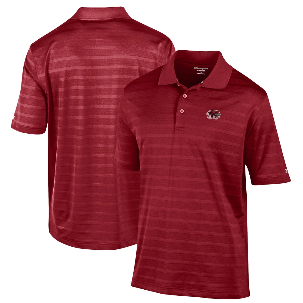 Men's Champion Cardinal Saint Joseph's Hawks Relaxed Fit Textured Solid Polo