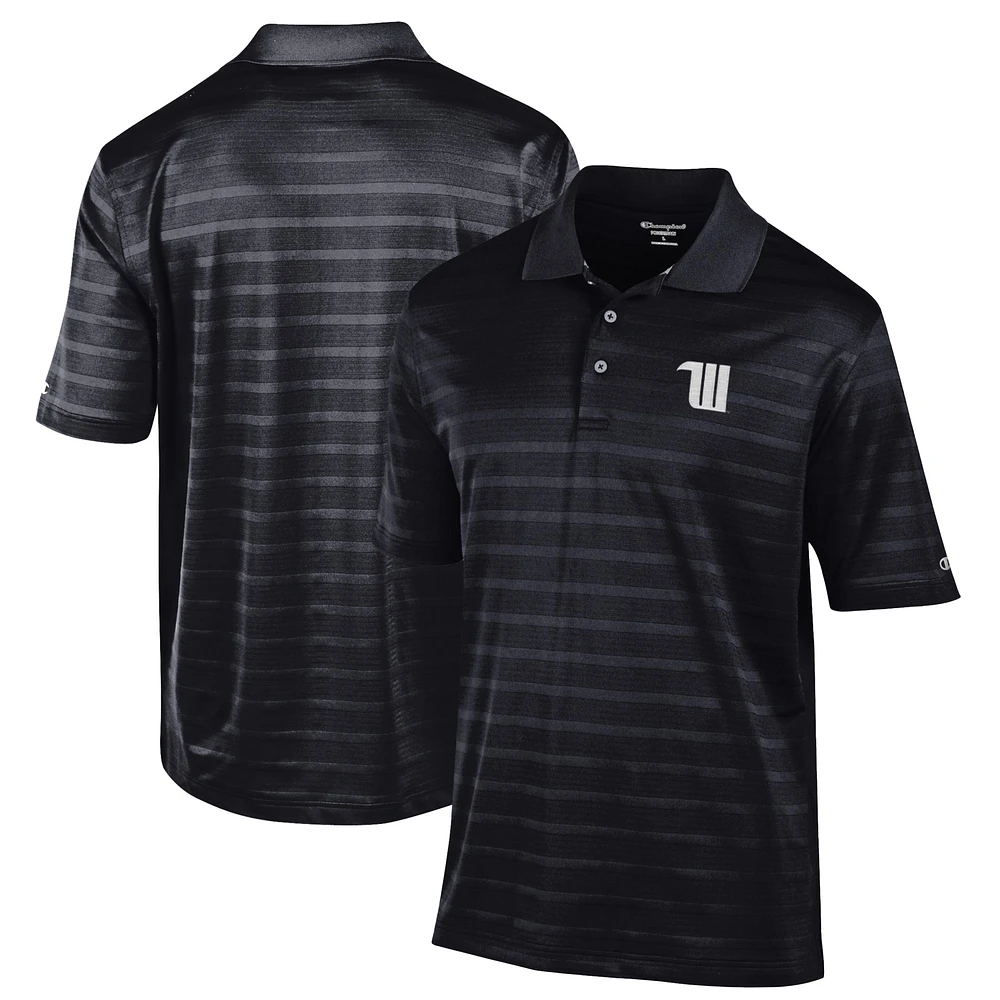 Men's Champion Black Wittenberg University Tigers Relaxed Fit Textured Solid Polo