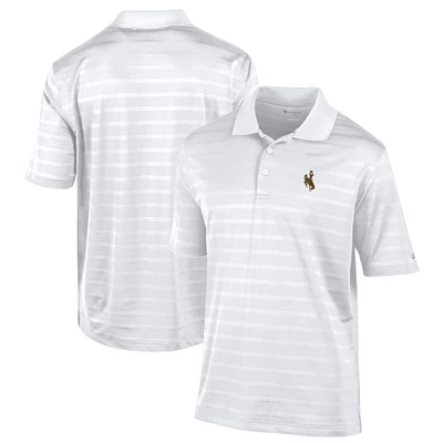 Men's Champion White Wyoming Cowboys Relaxed Fit Textured Solid Polo