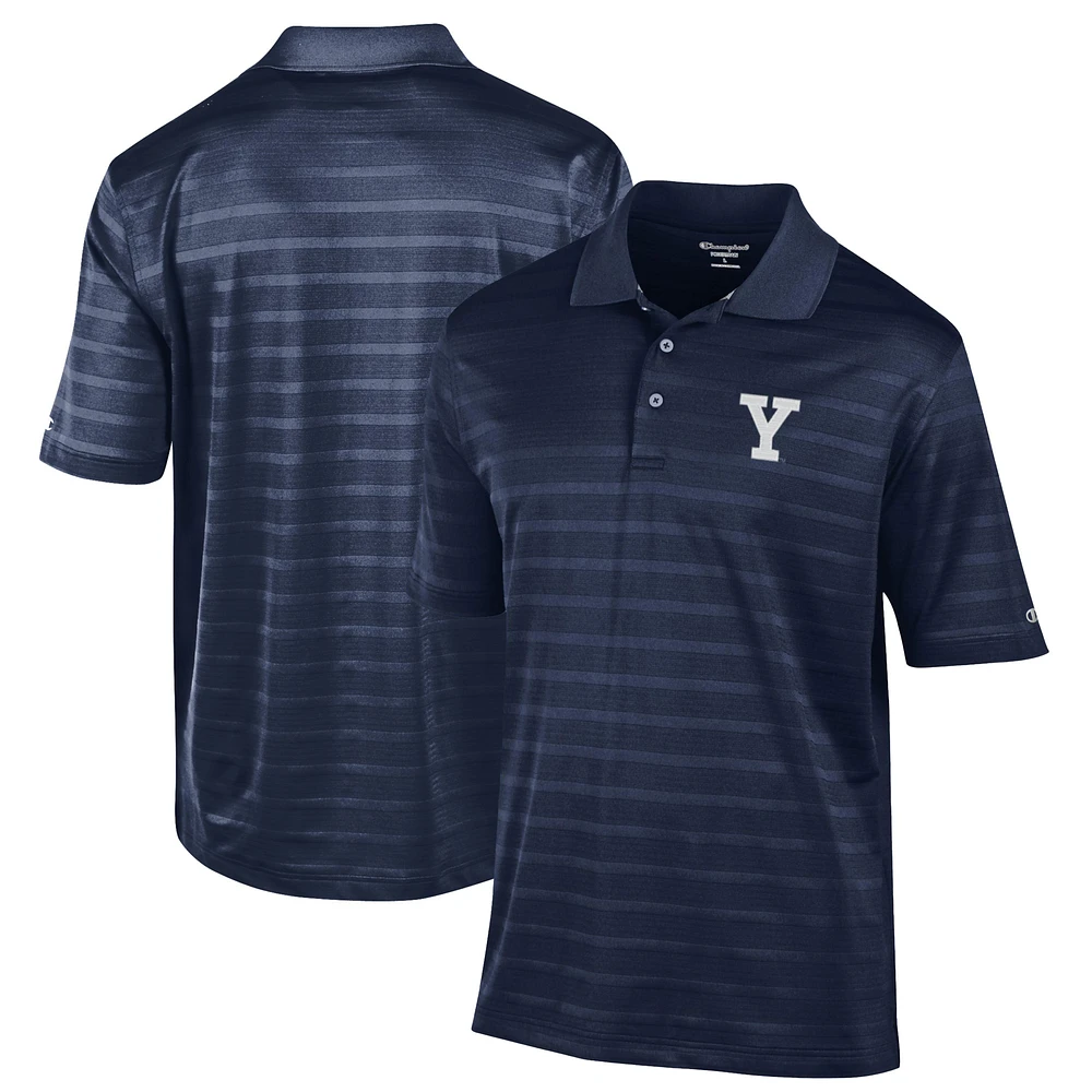 Men's Champion Navy Yale Bulldogs Relaxed Fit Textured Solid Polo
