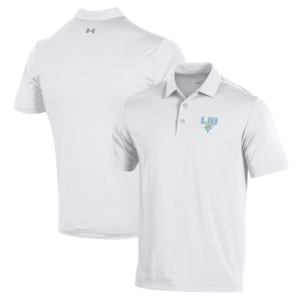 Men's Under Armour White LIU Sharks Performance Polo